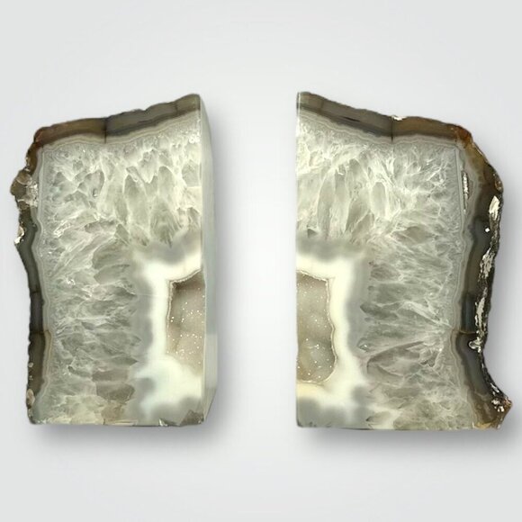 Agate Crystal bookends with Geode Center, Natural stone, Bookshelf Decor, Unique - Picture 16 of 16